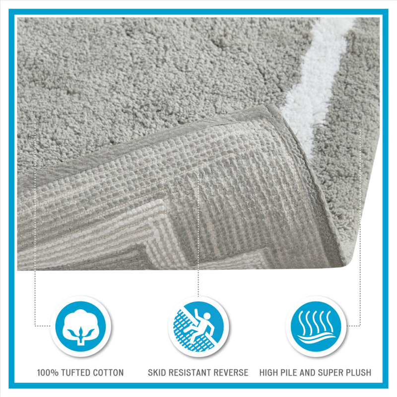 Cotton Tufted Bath Rug 24X40, Gray, Single - 40" L x 24" W