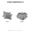 Édredon 3 pièces double / grand gris, rembourrage 350G / m², - Textile, lavable à la machine, livré avec et 2 taies décoratives, avec