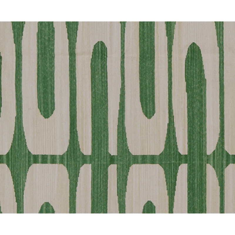 Flatweave Wool Area Rug in Green And White
