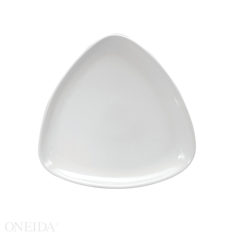 Cream White Ware Triangle Plates, 8 7/8", by Buffalo