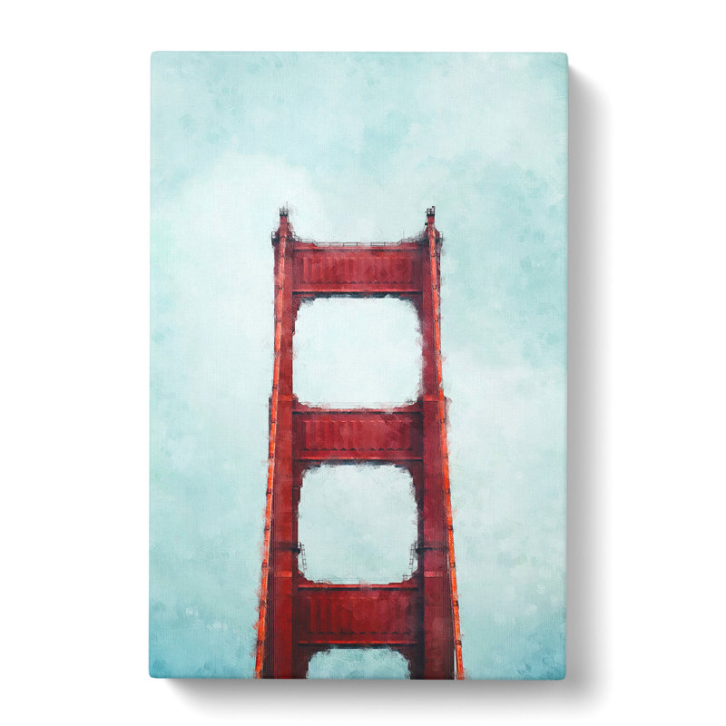 The Top Of The Golden Gate Bridge - Wrapped Canvas Painting, 50cm H x 35cm W x 3cm D