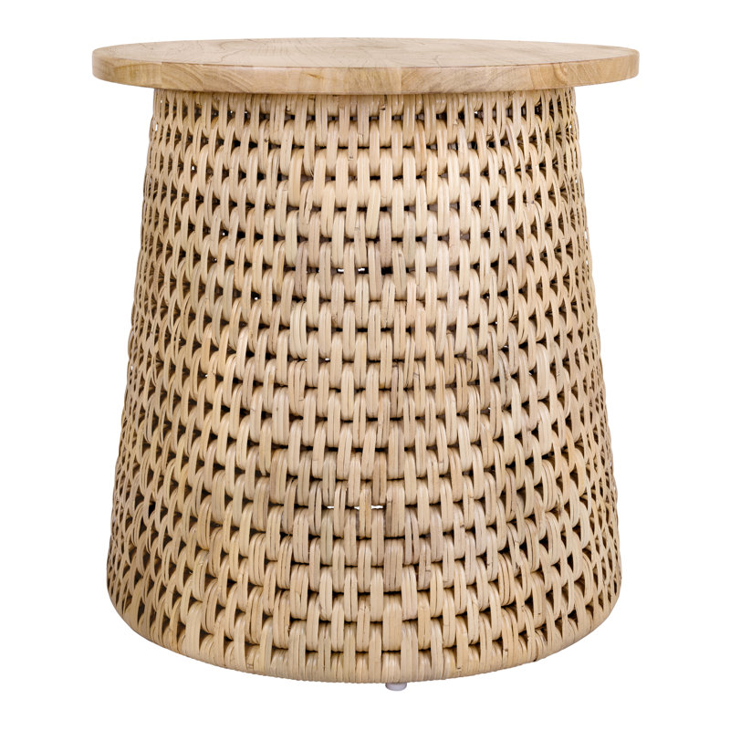 Apputhurai Solid Wood Top End Table, Natural