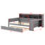 Lit de jour en bois avec tablettes de rangement, lit polyvalent avec lit gigogne escamotable et bureau d'étude intégré-1337292390