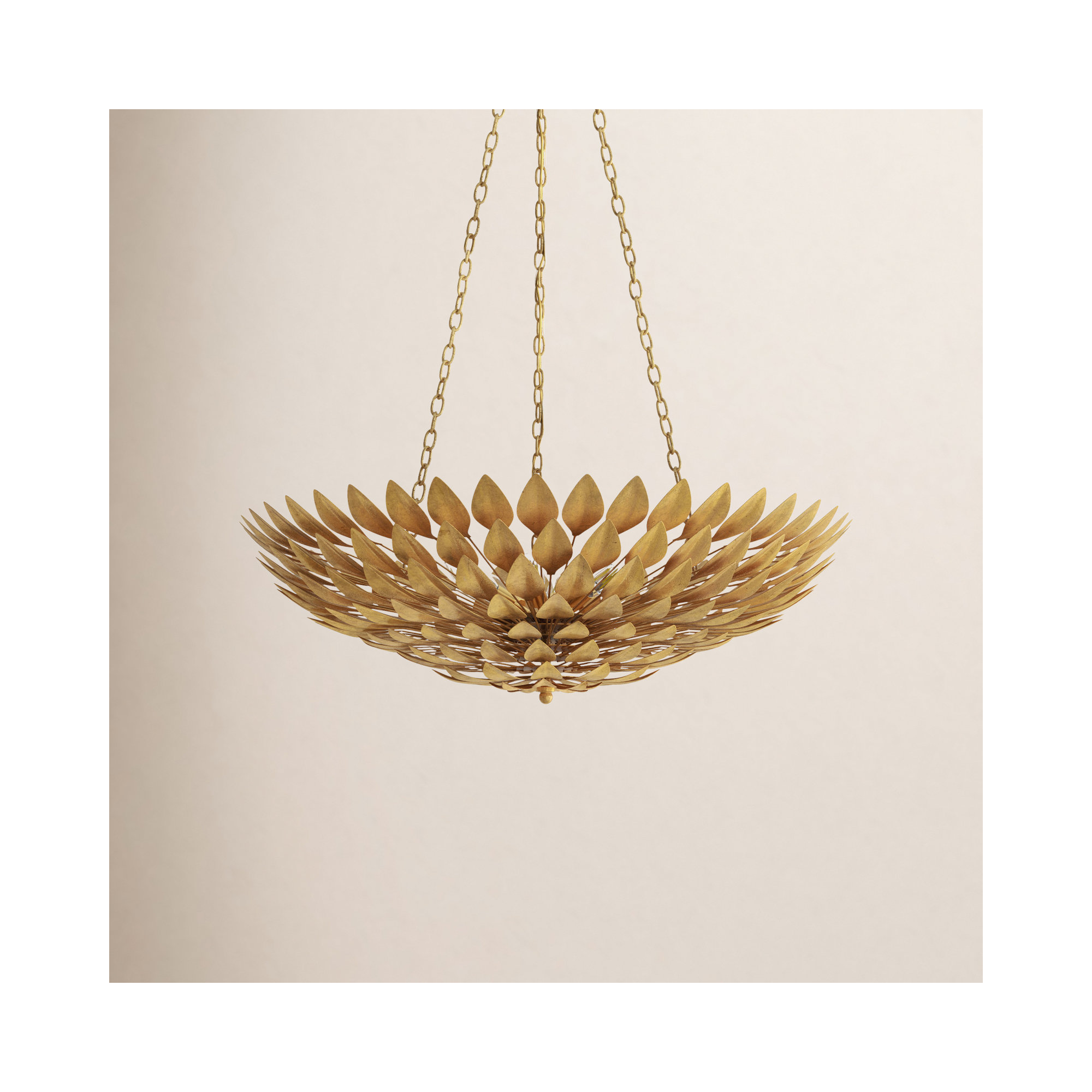 6 Light Dimmable Pendant, Antique Gold