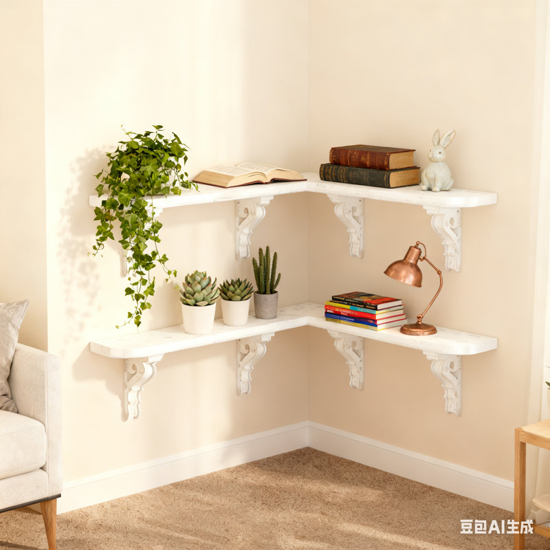 Shabby White Corbels Brackets for Shelf ,Vintage Farmhouse Wood Brackets,Set of 4