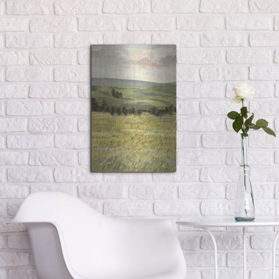 Art mural luxueux «Morning Meadow I» par Victoria Borges, art mural en métal, 16 po x 24 po