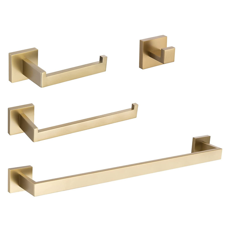 Ensemble de quincaillerie de salle de bain 4 pièces, Or brossé