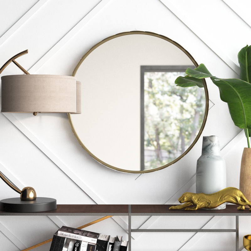 Jiamei Metal Round Mirror, Gold