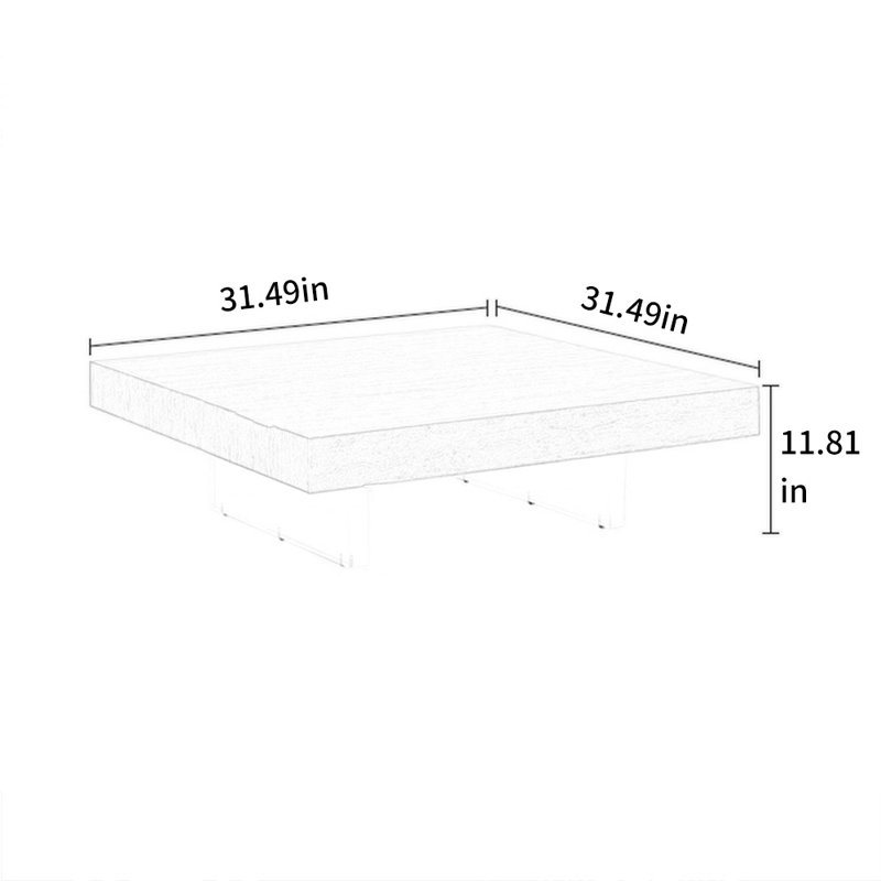 Floating Square Coffee Table Imitation Travertine, 11.81" H x 31.49" W x 31.49" D