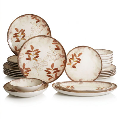 Service de table en porcelaine os terre cuite Artisan Grove (service de 26 pièces pour 6 personnes)