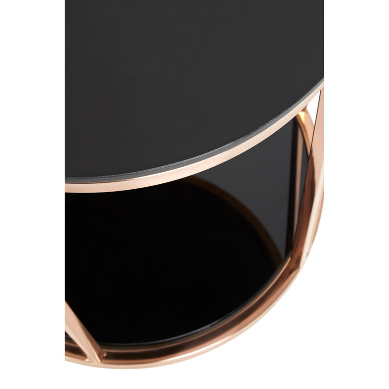 Bergsteinn Glass Top End Table, Gold/Black