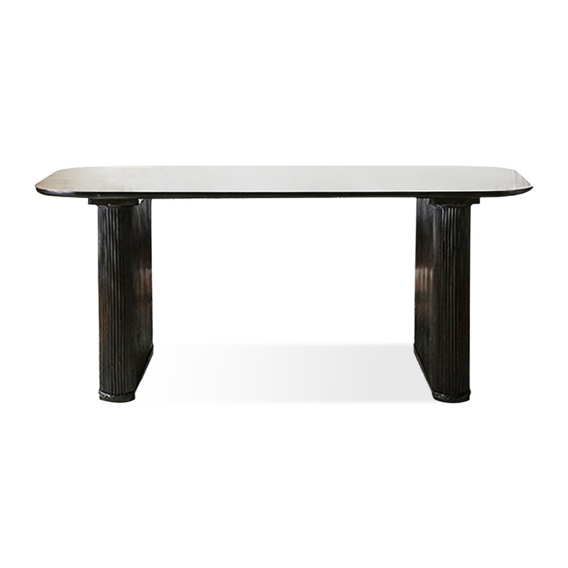 Table de salle à manger rectangulaire moderne en bois massif noir, 29.53"H x 78.74"L x 33.46"W
