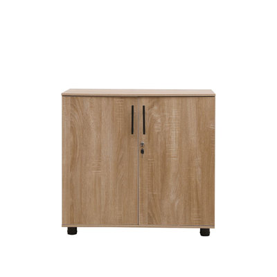 Marjorie Wood Storage Cabinet with Lock, 2 Door Locking File Tool Cabinet Cupboard with Adjustable Shelf