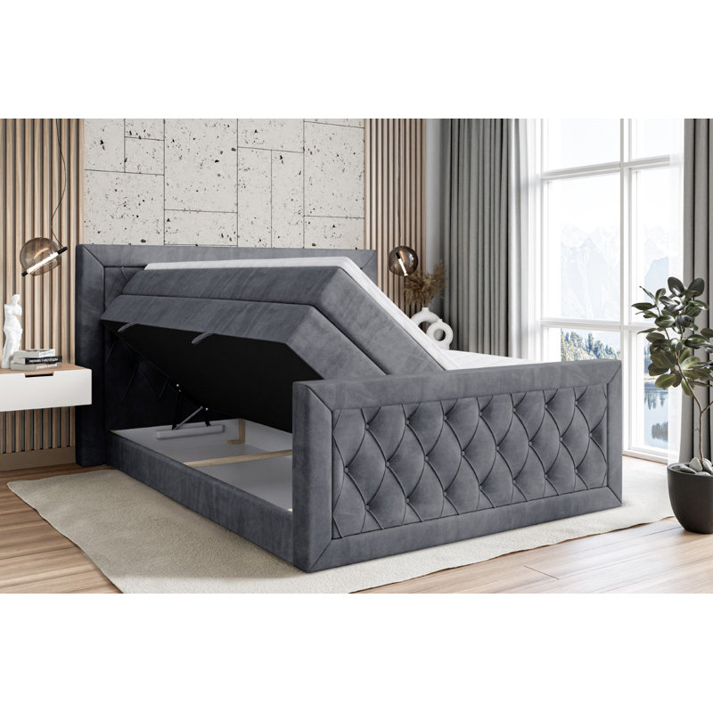 Falkner Pocket Spring Mattress Divan Bed Set, 180cm W x 200cm L, Dark gray