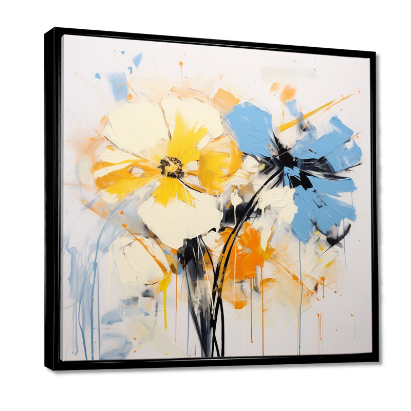 Bernardston - Violet Wall Art Living Room, Cadre flottant noir, bois massif, H 16 po x l 16 po