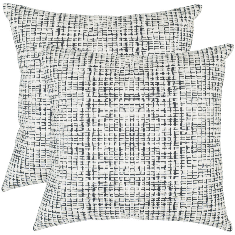 Grand coussin abstrait grille abstraite Zurcher, H 20 po x l 20 po