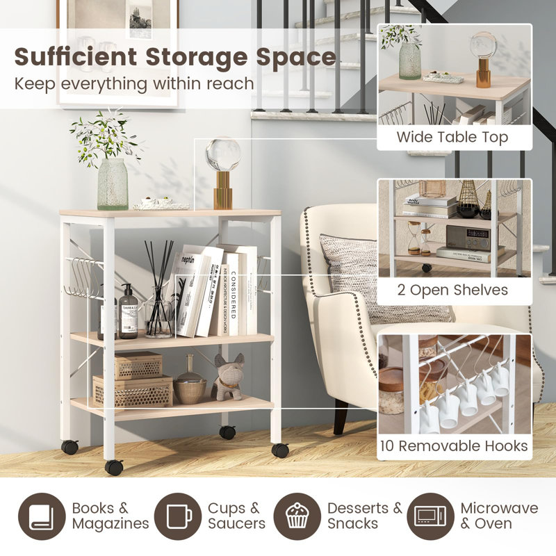 78cm H x 60cm W Utility Cart, Natural