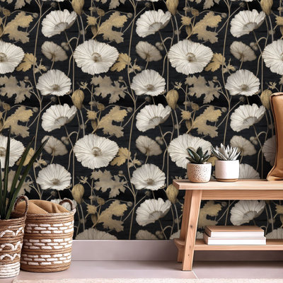 Papier peint auto-adhésif de luxe à motif floral auto-adhésif 24 po x 118 po (60 x 300 cm)