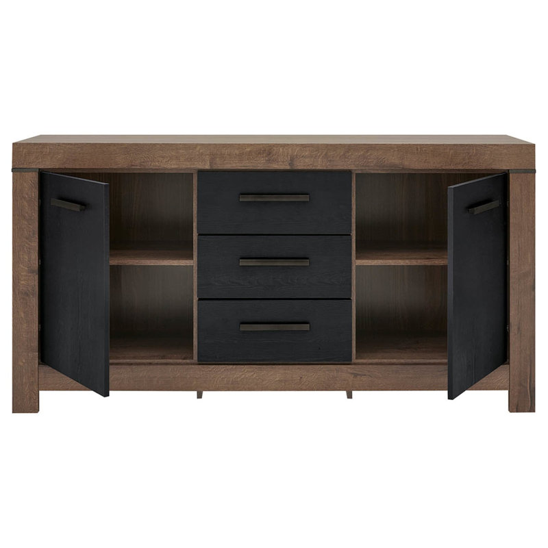 2 - Door Rectangle Accent Cabinet, Oak Monastery/Oak Black