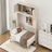 Queen Size Murphy Bed With Storage Cabinets, Beige