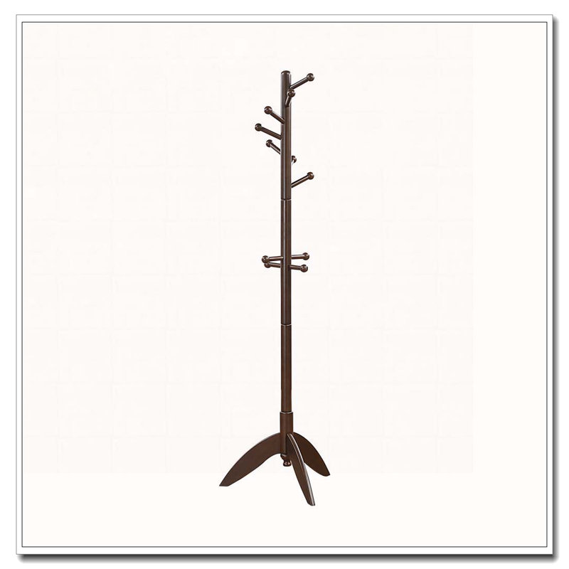 Portemanteau en bois massif, 11 crochets, Marron foncé