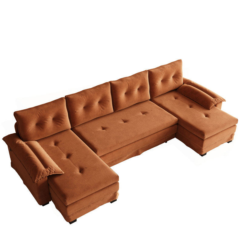 Canapé-lit 109,5 po en forme de U avec lit escamotable, canapé-lit convertible 2 en 1 avec accoudoirs amovibles et ports USB, canapé modulaire surdimensionné avec méridienne pour salon / appartement
