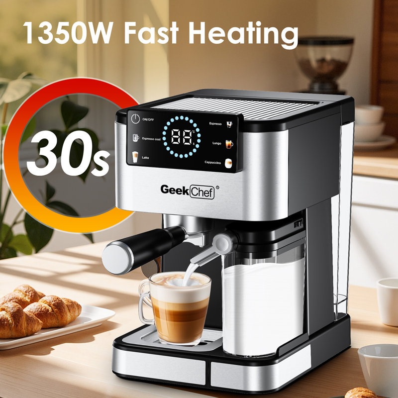 Home Barista Espresso Machine – Black+silver Metal/stainless Steel, Automatic Frother/touchscreen, Ese Pod/instant Heating For Kitchen Cappuccino/latte