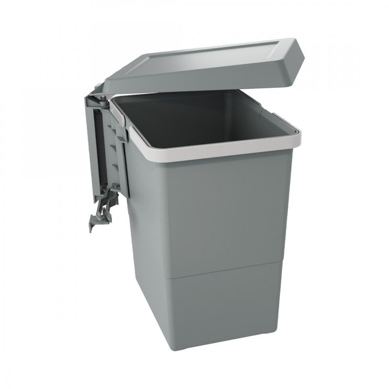 Door & Side Mounted SwingOut Waste Bin for min. 16" Width Frameless Cabinet Opening Grey, 4.75 Gallon