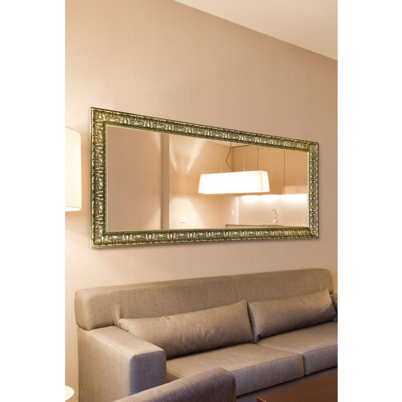 Conti Wood Flat Wall Mirror, Silver 