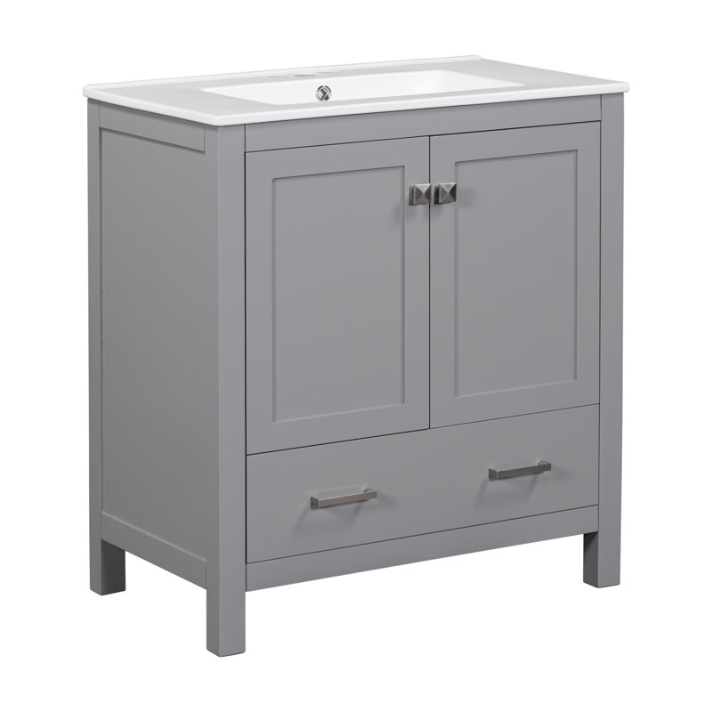 60" Bathroom Vanity Set with Double Vanities, Silver, Gray