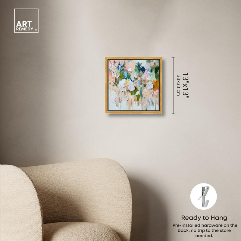 Art Remedy, art tropical brillant, soupçon de menthe I, H 13 po x l 13 po x P 1,8 po, Doré