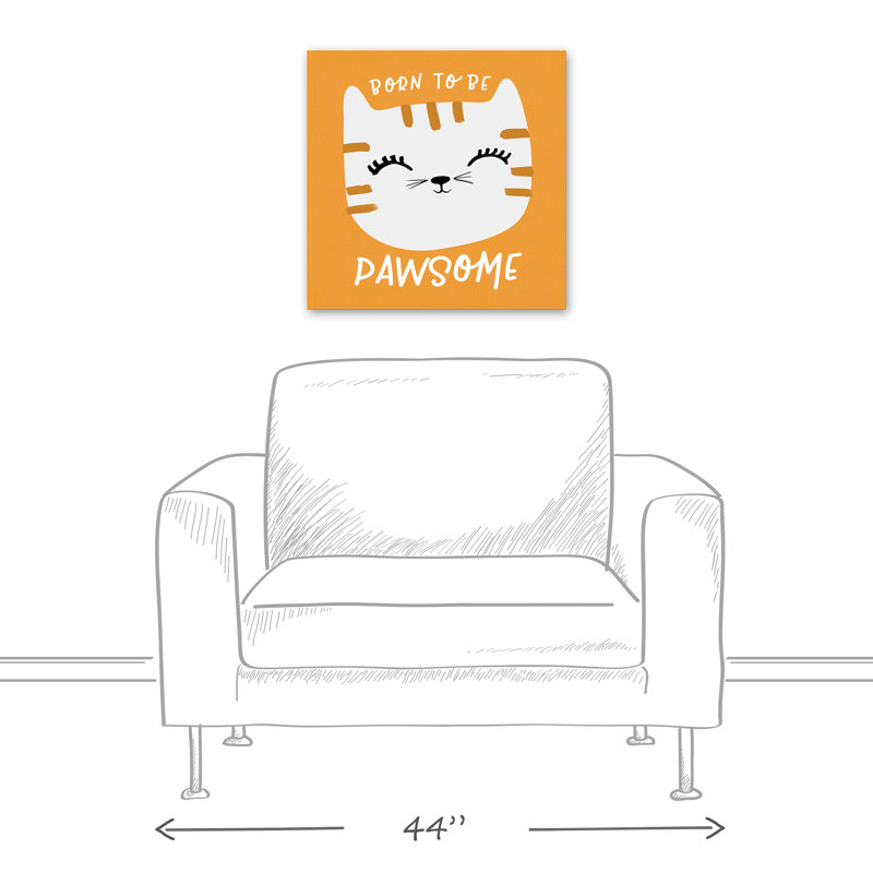 Art de toile de pawsome né pour be Tig, H 20 po x l 20 po x P 1,25 po, Orange