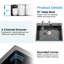 Évier encastrable 23 po x 19 po Modern - Contrôle de l'absorption et de la condensation pour une cuisine hygiénique en noir