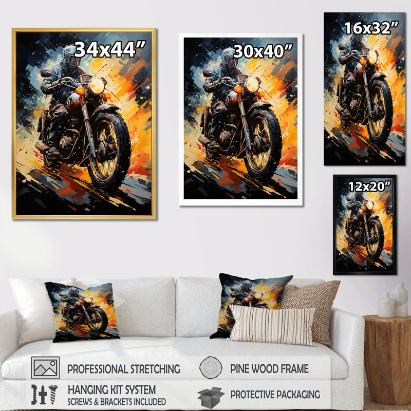 Yellow Dirt Bike Adventure II, Toile tendue, H 20 po x l 12 po x P 1 po