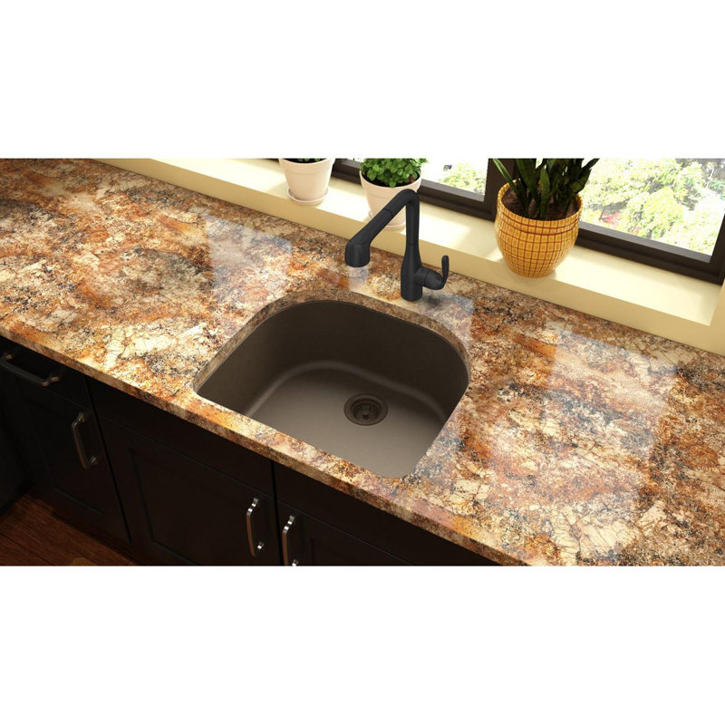 Quartz Classic 25" L x 22" W Undermount Kitchen Sink, Mocha