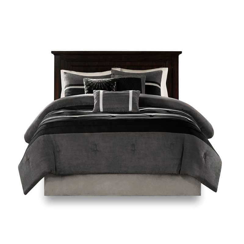 Collection d'édredon Black Queen, literie 7 pièces pour grand lit en suède