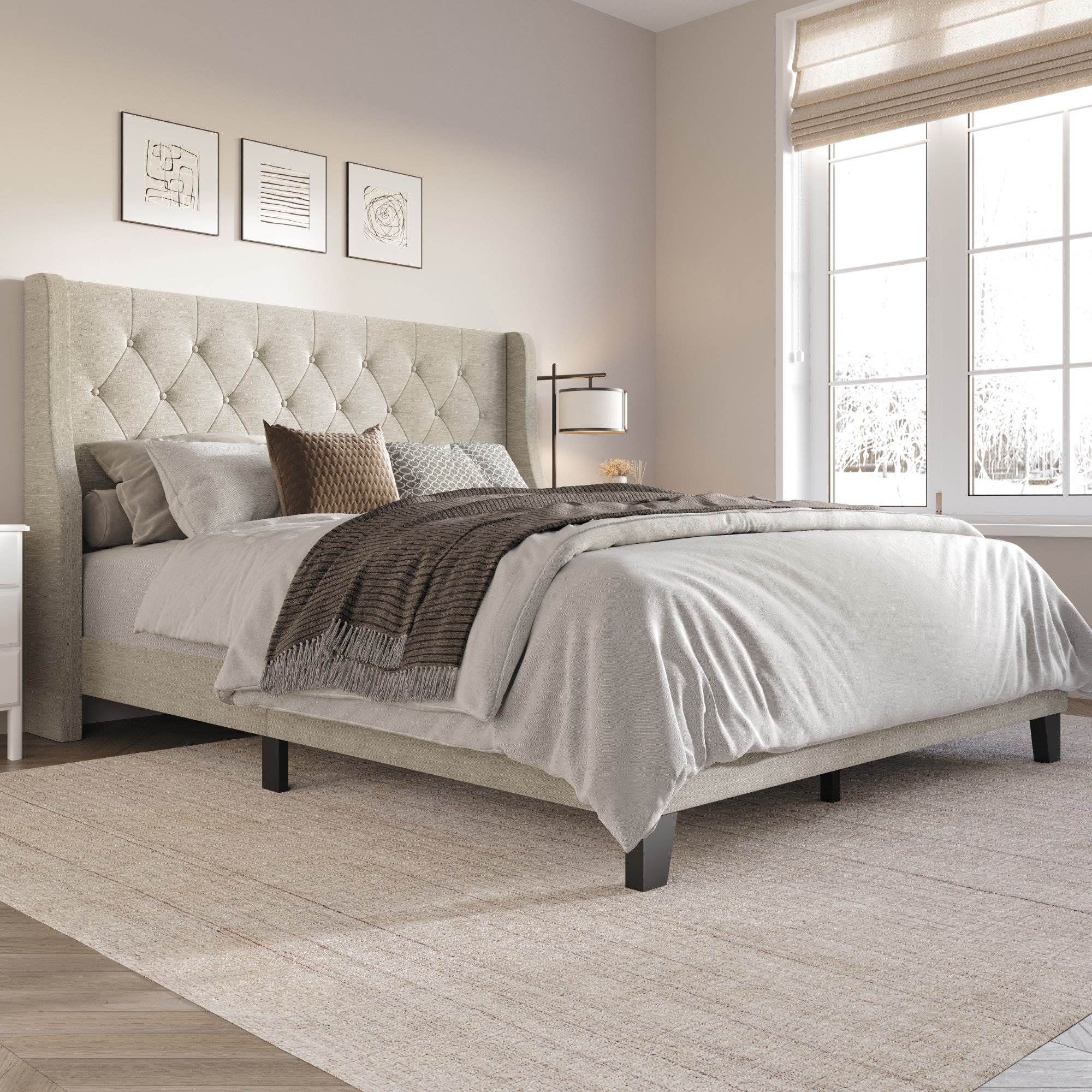 Upholstered 2025 wing bed