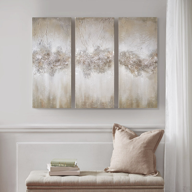 Ensemble de 3 toiles embellies