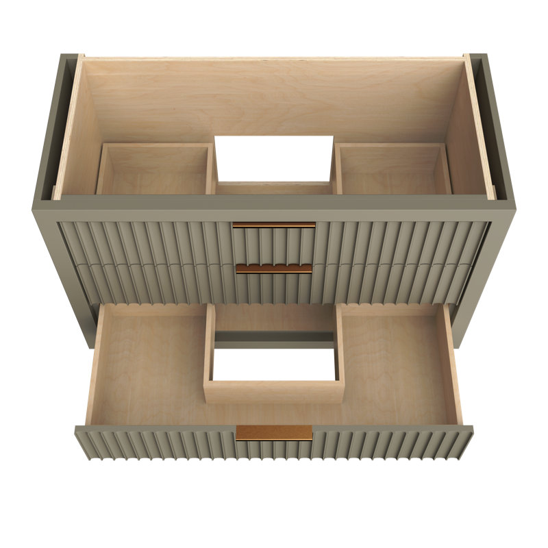 Lecrieú Three-Drawer Single Bath Vanity, French Olive, 48", Champagne Bronze