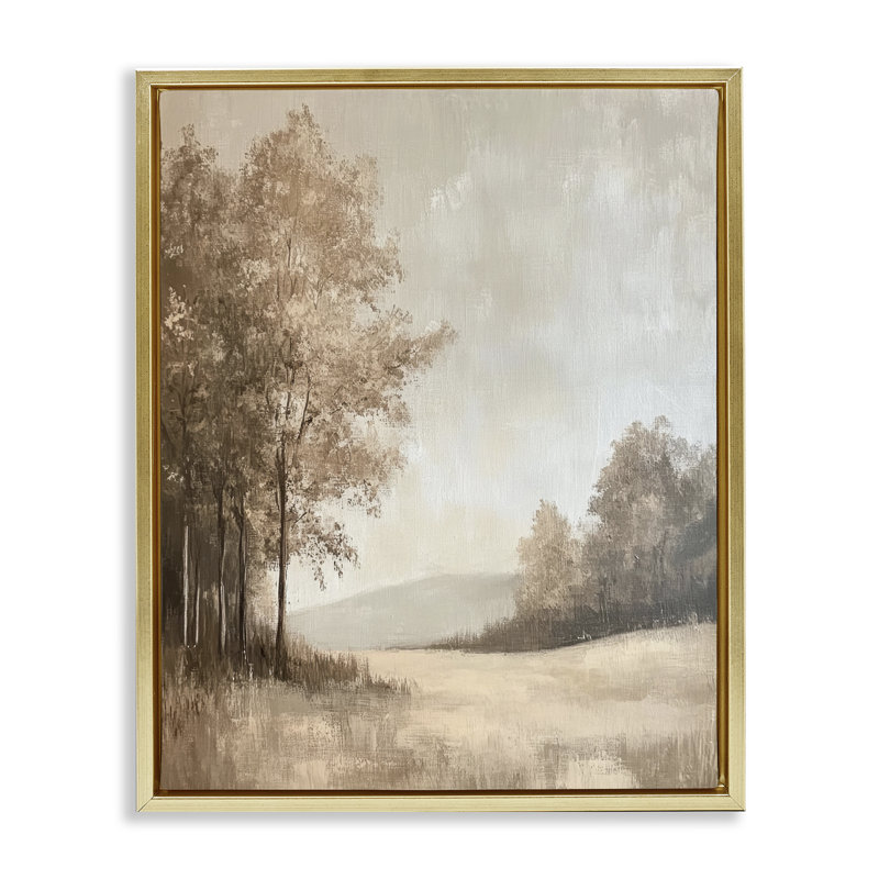 Cadre campagnard nature en hiver, design par Petal Prints Design, H 21 po x l 17 po, Cadre flottant métallique doré