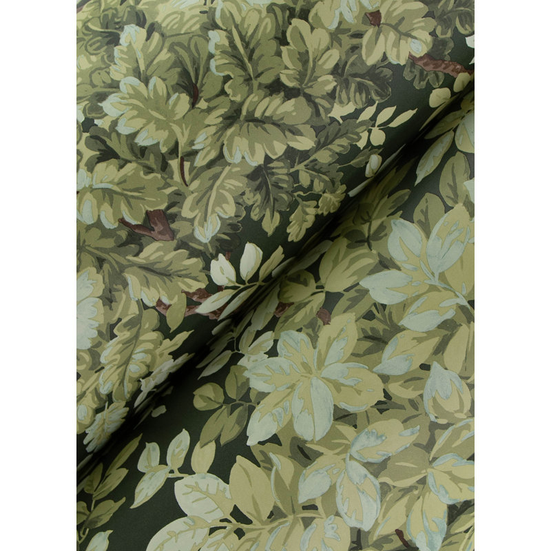 Papier peint à feuilles caduques Greenwood Moss, Vert foncé