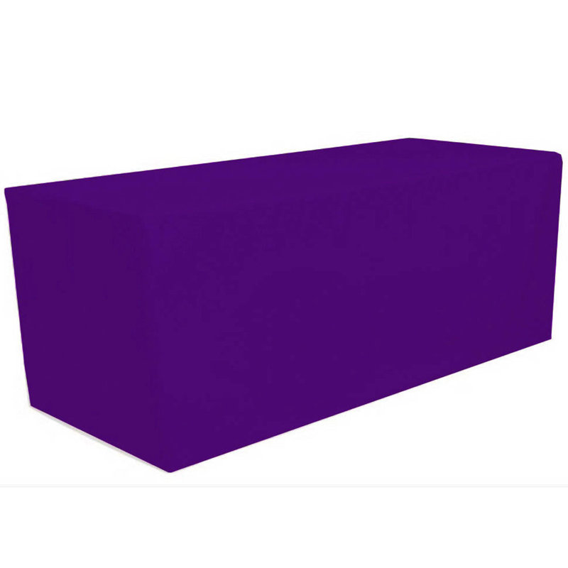 4Ft, 6Ft, 8Ft Fitted Tablecloth Polyester Rectangular Table Cover For Dining Wedding Banquet Party, Purple, 96" x 30"