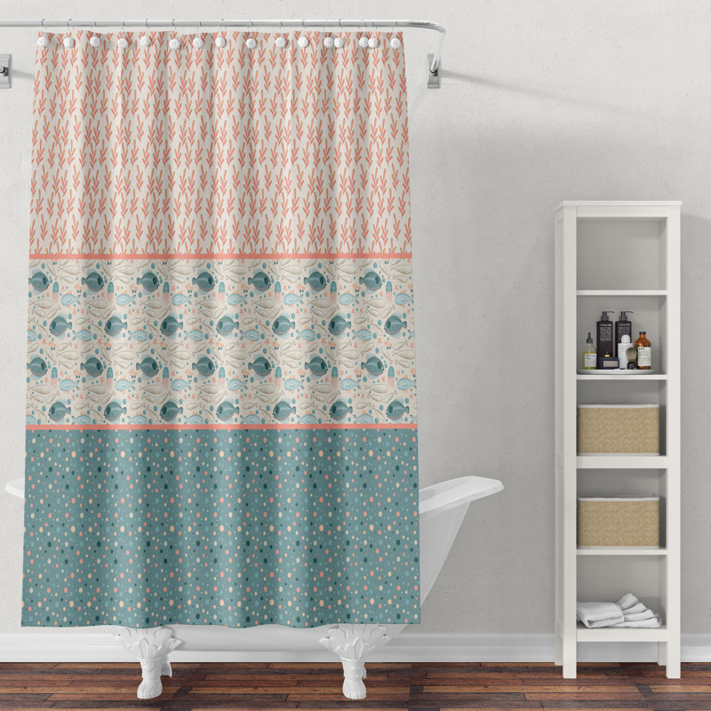 Patterned Fish In The Sea Shower Curtain, 83" H x 70" W