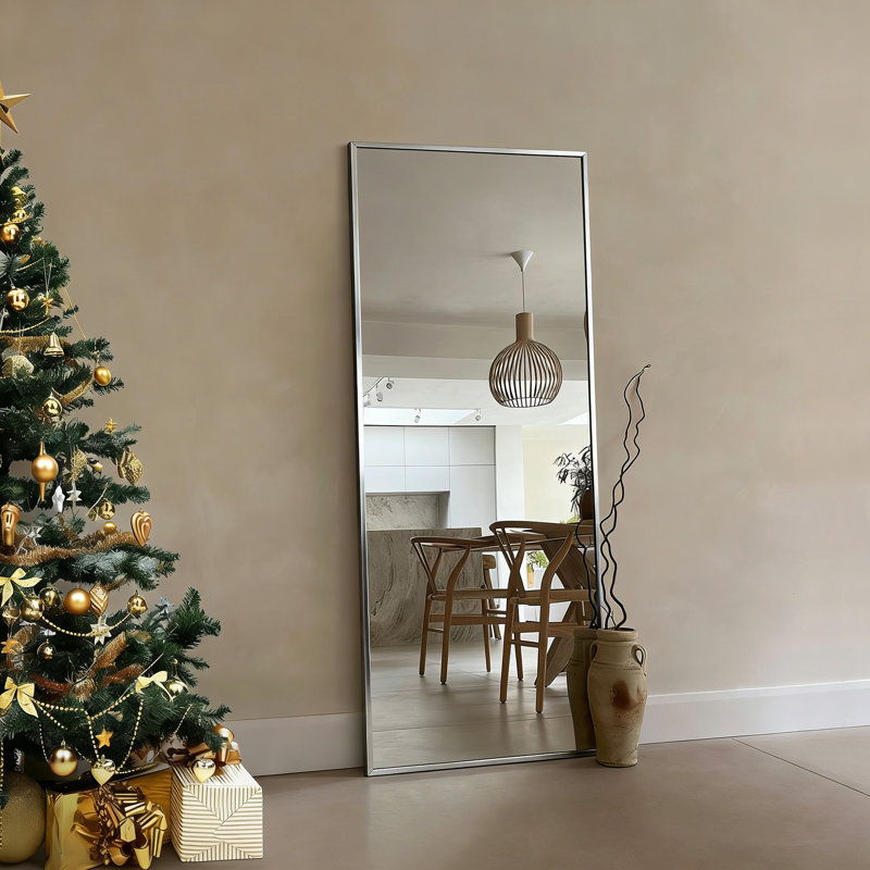 Mirta Rectangle Metal Full Length Mirror, Gold, 71" x 26"