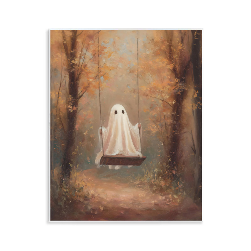 Eerie Swinging Ghost Wall Plaque, design by Arlington Prints