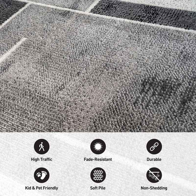 Modern Linear Area Rug Clean Contemporary Design, Cream, Runner 2'2" x 12'