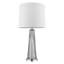 Lampe 29 po en verre argenté avec abat-jour empire blanc cassé