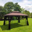 Auvent d'extérieur pour abri de jardin 13X10 avec soleil - matériau et moustiquaire - structure de patio brun