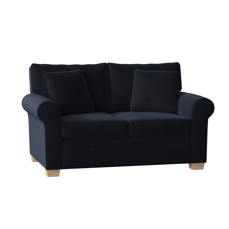 Causeuse à accoudoirs roulés 61 po Quaker, Non fini, Indigo Entice
