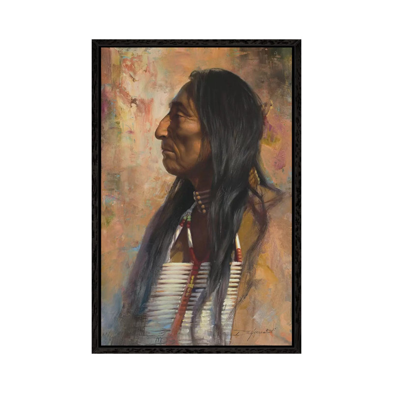 Dakota Native by David Edward Kucera - Painting on Canvas, 101.6cm H x 66.04cm W x 3.81cm D, Black Framed